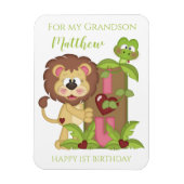 Grandson First Birthday Niedlich Lion Foto Card Magnet (Vertikal)