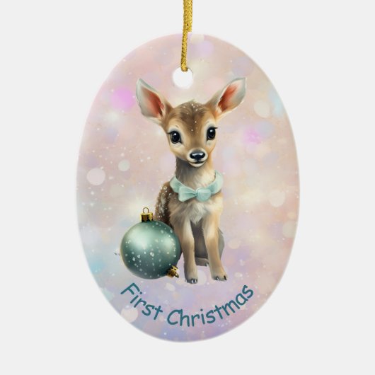 Grandson First Christmas Kitten Keramik Ornament (Vorne)