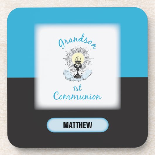 Grandson First Communation, Blue Cup Getränkeuntersetzer (Vorderseite)