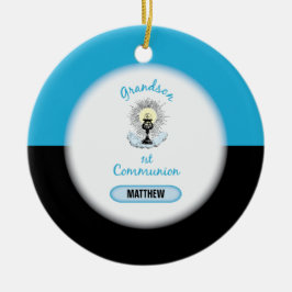 Grandson First Communation, Blue Cup Keramik Ornament