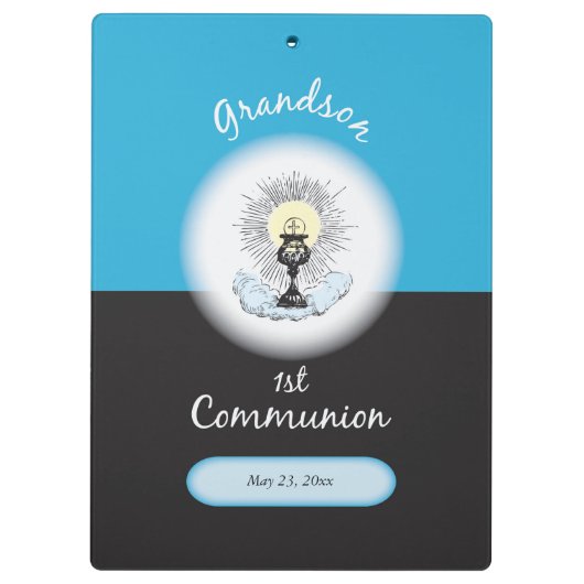 Grandson First Communation, Blue Cup Klemmbrett (Rückseite)