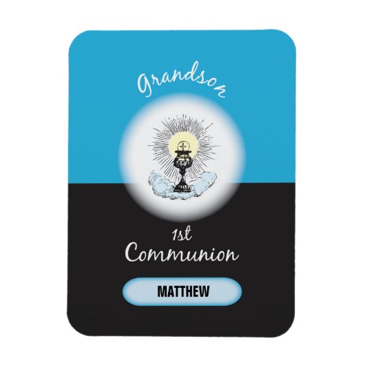 Grandson First Communation, Blue Cup Magnet (Vertikal)