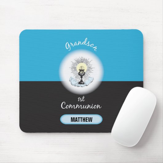 Grandson First Communation, Blue Cup Mousepad (Mit Mouse)