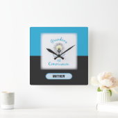 Grandson First Communation, Blue Cup Quadratische Wanduhr (Zuhause)
