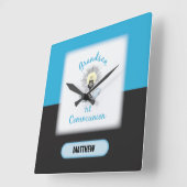 Grandson First Communation, Blue Cup Quadratische Wanduhr (Winkel)
