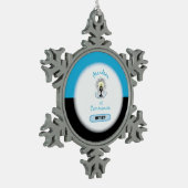 Grandson First Communation, Blue Cup Schneeflocken Zinn-Ornament (Links)