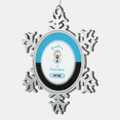 Grandson First Communation, Blue Cup Schneeflocken Zinn-Ornament (Rechts)
