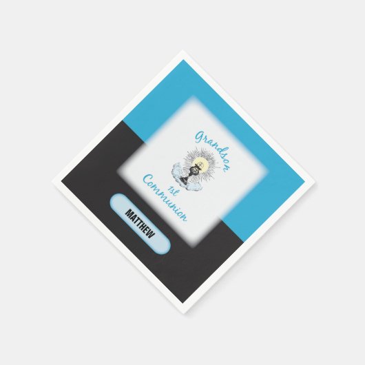 Grandson First Communation, Blue Cup Serviette (Ecke)