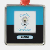 Grandson First Communation, Blue Cup Silbernes Ornament (Vorne)