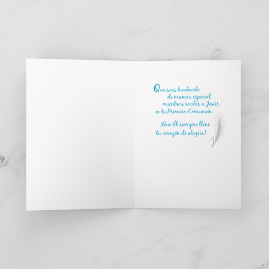 Grandson First Communation, Spanisch, Blue Cup Karte (Innenseite)