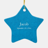 Grandson First Communion Blue, Weizen, Trauben Keramik Ornament (Hinten)