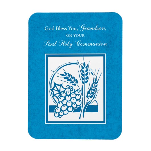 Grandson First Communion Blue, Weizen, Trauben Magnet (Vertikal)