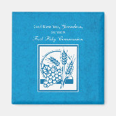 Grandson First Communion Blue, Weizen, Trauben Magnet (Vorne)