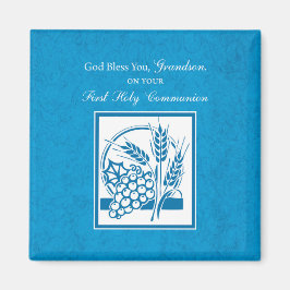 Grandson First Communion Blue, Weizen, Trauben Magnet