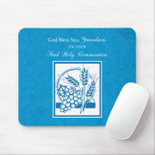 Grandson First Communion Blue, Weizen, Trauben Mousepad (Mit Mouse)