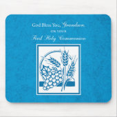Grandson First Communion Blue, Weizen, Trauben Mousepad (Vorne)