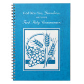 Grandson First Communion Blue, Weizen, Trauben Notizblock (Vorderseite)