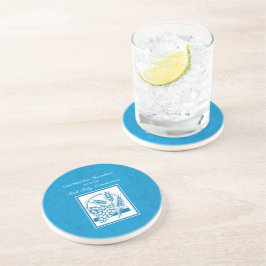 Grandson First Communion Blue, Weizen, Trauben Sandstein Untersetzer