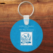 Grandson First Communion Blue, Weizen, Trauben Schlüsselanhänger (Vorderseite)