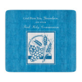 Grandson First Communion Blue, Weizen, Trauben Schneidebrett (Vorderseite)