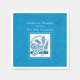 Grandson First Communion Blue, Weizen, Trauben Serviette