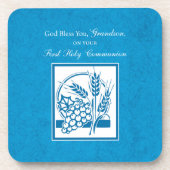 Grandson First Communion Blue, Weizen, Trauben Untersetzer (Vorderseite)