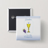 Grandson First Communion, Chalice mit Gastgeber Button (Vorne & Hinten)