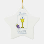 Grandson First Communion, Chalice mit Gastgeber Keramik Ornament (Hinten)