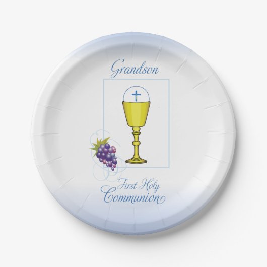 Grandson First Communion, Chalice mit Gastgeber Pappteller (Vorderseite)