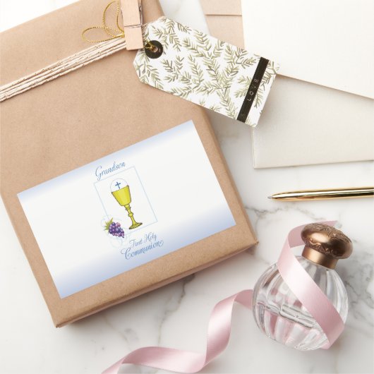 Grandson First Communion, Chalice mit Gastgeber Rechteckiger Aufkleber (Schenken)