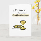 Grandson First Communion Gold Chalice, Paten Karte (Gelbe Blume)