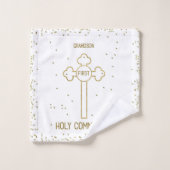 Grandson First Holy Communion Gold Look Cross Badhandtuch Set (Waschlappen)