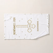 Grandson First Holy Communion Gold Look Cross Badhandtuch Set (Handtuch)