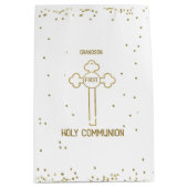 Grandson First Holy Communion Gold Look Cross Mittlere Geschenktüte (Vorderseite)