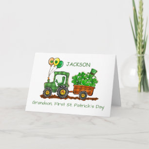 Grandson First St Patricks Day Tractor Karte