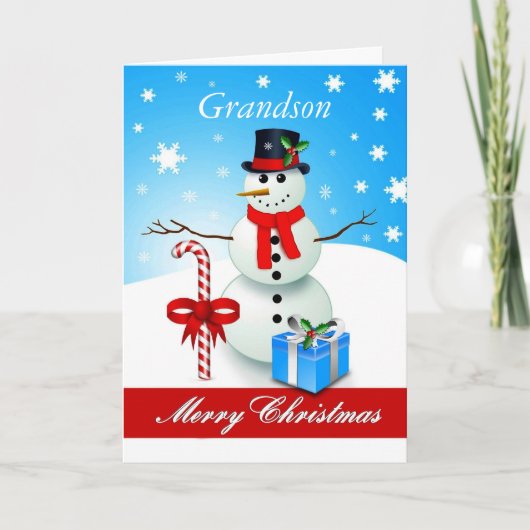 Grandson / Frohe Weihnachten - Schneemann (Vorderseite)