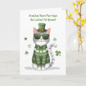 Grandson Funny Cat Wearing Sonnenbrille St Patrick Karte (Gelbe Blume)