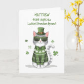 Grandson Funny Cat Wearing Sonnenbrille St Patrick Karte (Gelbe Blume)