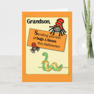 Grandson Funny Halloween Bugs und Hisses Karte