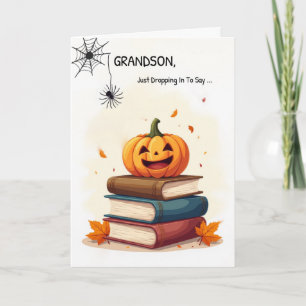Grandson Funny Halloween Niedlicher Spinne kommt r Karte
