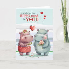 Grandson Funny Hippopotamus Valentinstag Feiertagskarte