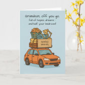 Grandson Funny Off to Uni Car Customizable Karte (Gelbe Blume)