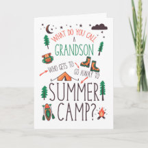 Grandson Funny Summer Camp Orange Green Brown