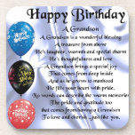 Grandson Geem - Happy Birthday Untersetzer<br><div class="desc">Ein großartiges Geschenk für einen Enkel zum Geburtstag</div>