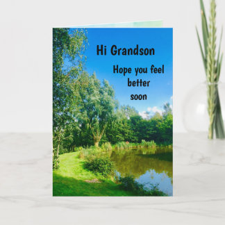 Grandson Get Well bald Design Gruß Karte