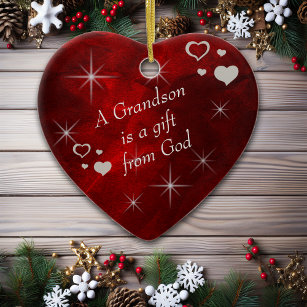 Grandson Gift Heart Keepake Keramikornament