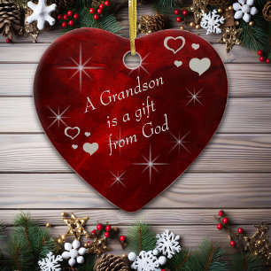 Grandson Gift Heart Keepake Keramikornament