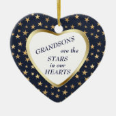 Grandson Gold Star Heart Keepake Keramik Ornament (Vorne)