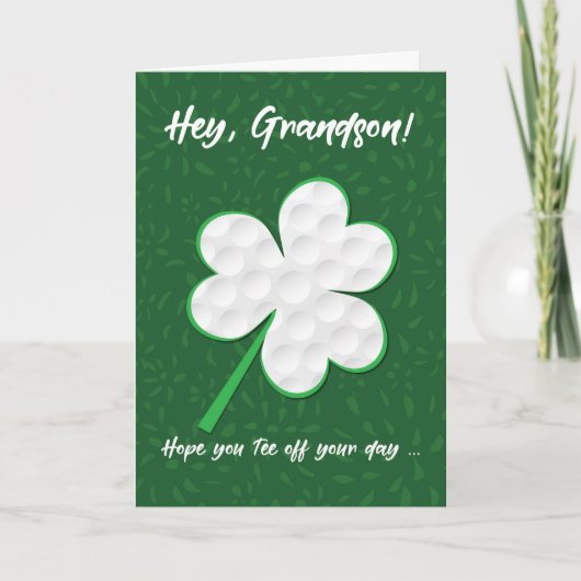 Grandson Golf Sports St. Patrick's Day Kleeblatt Karte (Vorderseite)