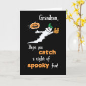 Grandson Halloween Baseball Ghost mit Pumpkin Karte (Gelbe Blume)